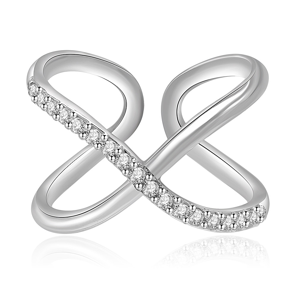 Cubic Zirconia Criss-Cross X Ring